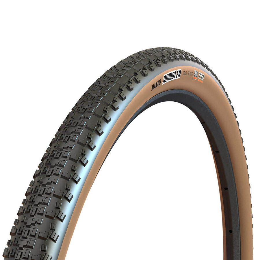 Maxxis, Rambler, Pneu Gravel, 700x45C, Pliable, Tubeless Ready, Dual, EXO, 60TPI, Flanc Beige