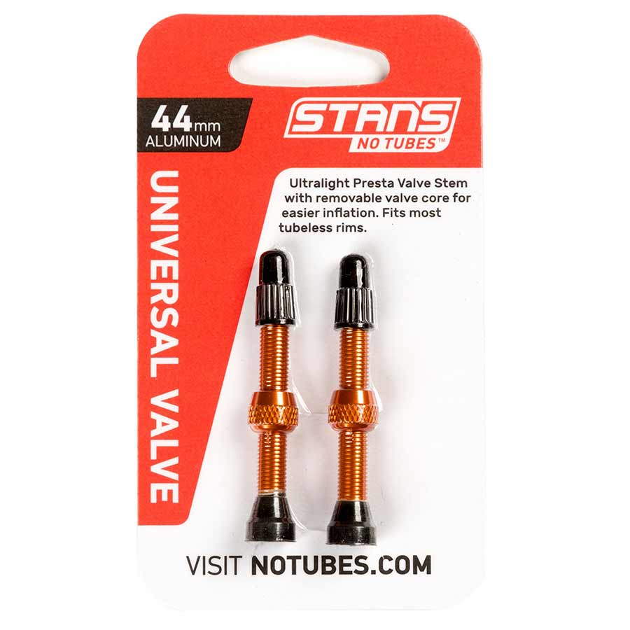 Stans No Tubes, Tubeless Valves, Tubeless Valve, Presta, 44mm, Orange, Pair