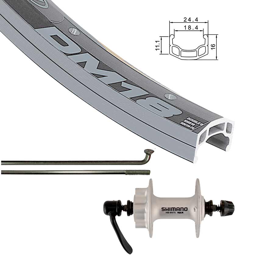 Wheel Shop, Alex DM18 Silver/ Formula FM-21, Wheel, Front, 26'' / 559, Holes: 36, Bolt-on, 100mm, Rim