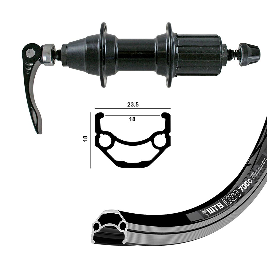 Wheel Shop, WTB DX18, Wheel, Rear, 700C / 622, Holes: 36, QR, 135mm, Rim, Freewheel