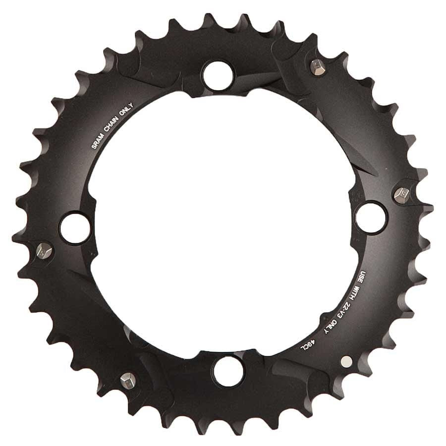 SRAM - 38T - 10 sp - BCD 104mm - 4-Bolt - Outer Chainring - For L-pin GXP - Aluminum - Black - 11.6215.188.440 - 210000005608