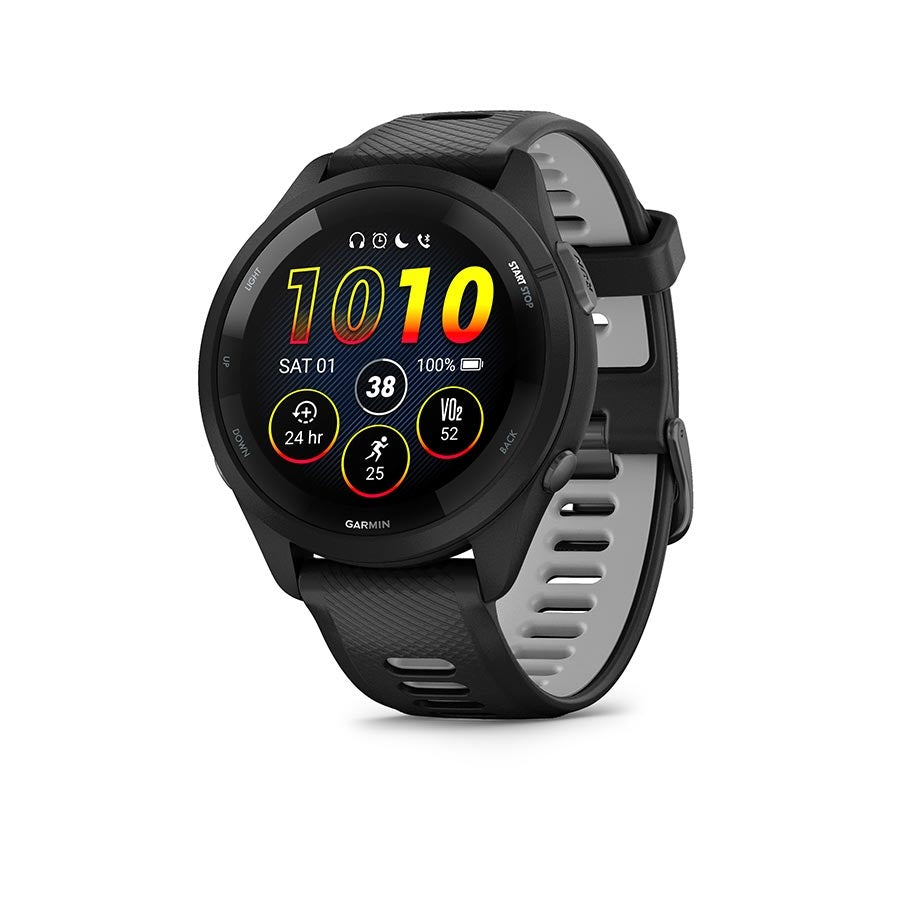 Garmin - Forerunner 265 Music - Montre - Couleur de la montre: Noir - Bracelet: Noir/Gris Poudre - Silicone - 210000005718