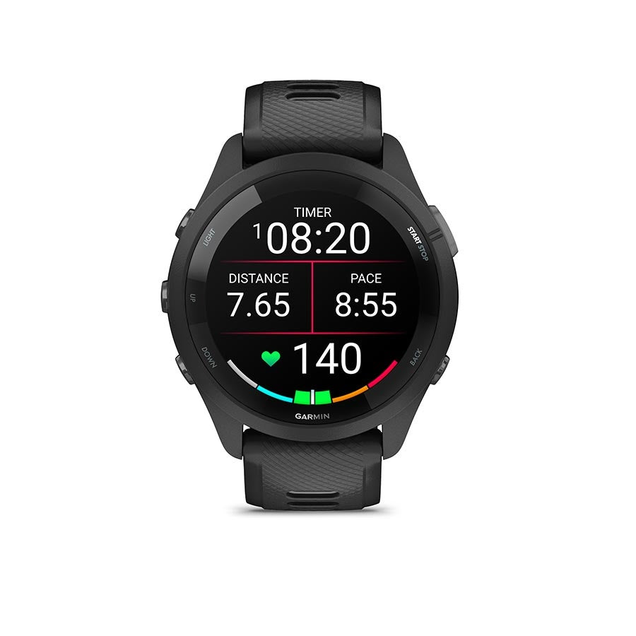 Garmin - Forerunner 265 Music - Montre - Couleur de la montre: Noir - Bracelet: Noir/Gris Poudre - Silicone - 210000005718