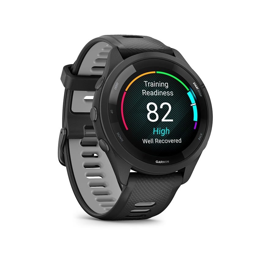 Garmin - Forerunner 265 Music - Montre - Couleur de la montre: Noir - Bracelet: Noir/Gris Poudre - Silicone - 210000005718