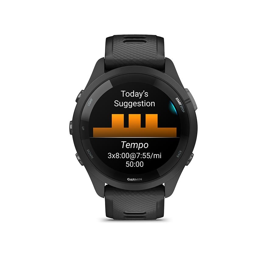 Garmin - Forerunner 265 Music - Montre - Couleur de la montre: Noir - Bracelet: Noir/Gris Poudre - Silicone - 210000005718