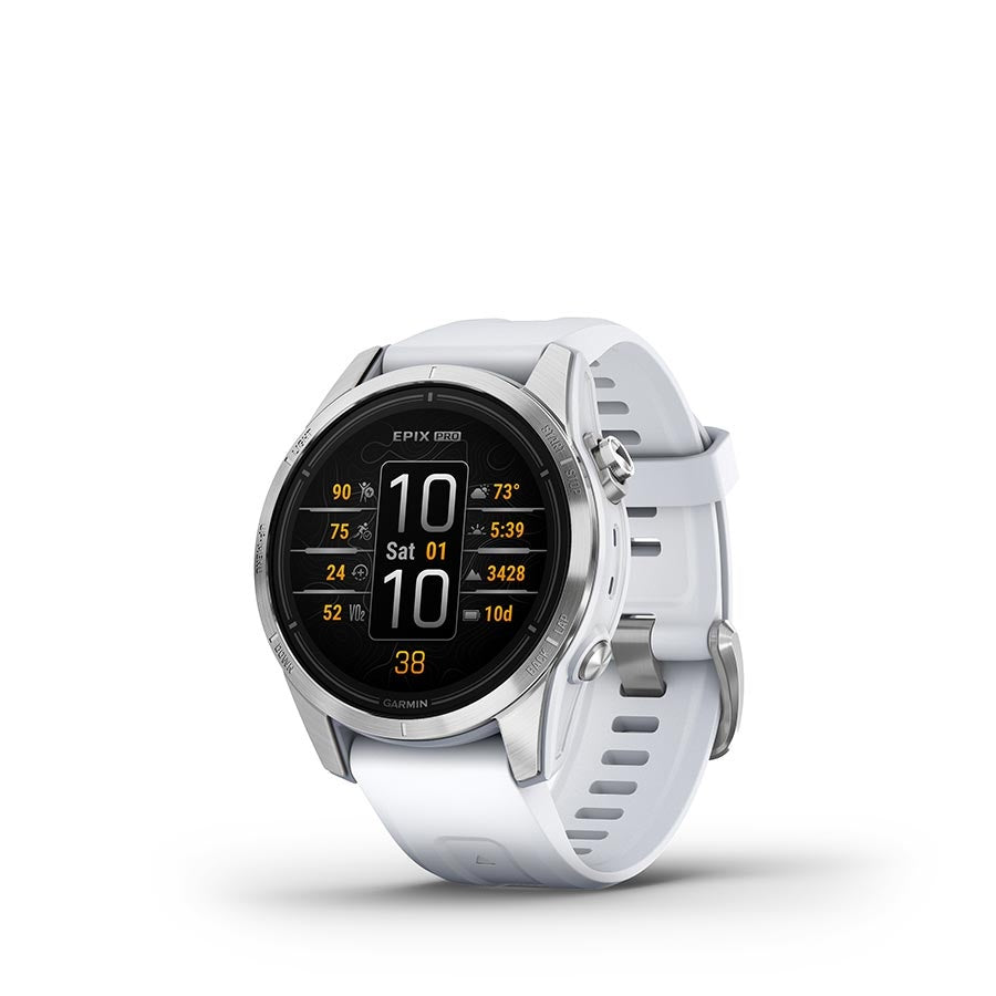 Garmin - Epix Pro Std. Edition 42mm - Montre - Couleur : Argen - Bracelet : Blanc - Silicone - 210000008216