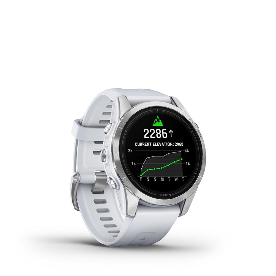 Garmin - Epix Pro Std. Edition 42mm - Montre - Couleur : Argen - Bracelet : Blanc - Silicone - 210000008216