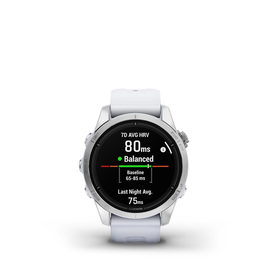 Garmin - Epix Pro Std. Edition 42mm - Montre - Couleur : Argen - Bracelet : Blanc - Silicone - 210000008216