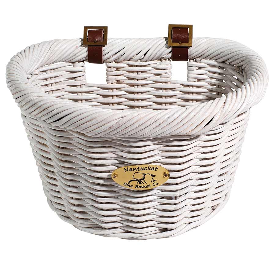Nantucket, Cruiser D-Shaped, Basket, White 14.5''x10.5''x9.5''