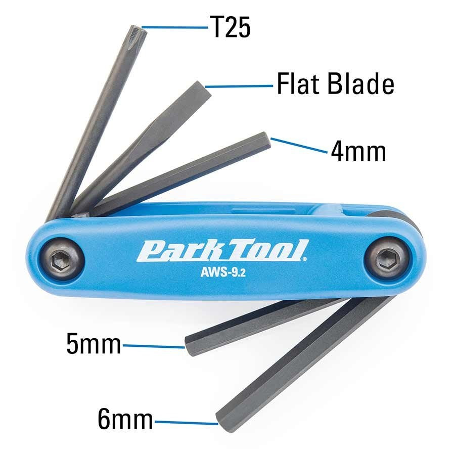 Park Tool - AWS-9.2 - Tournevis et clés hexagonales repliables - 4mm/5mm/6mm/plat et T25 - 210000005846